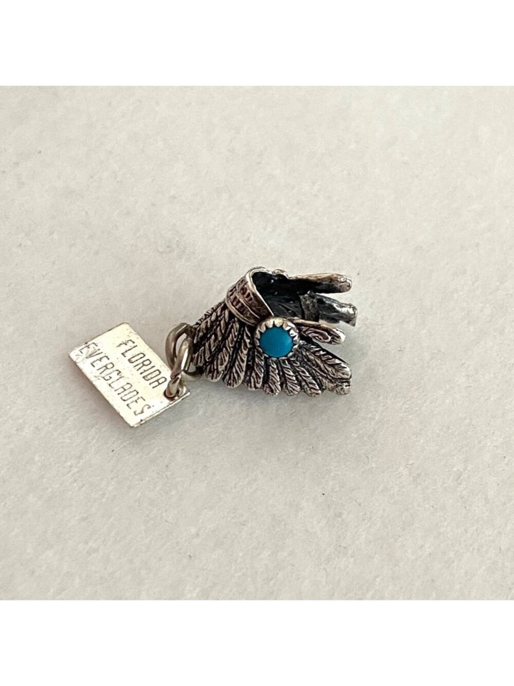 VTG Bell Trading Sterling Silver 925 Turquoise Indian Chief Headdress Charm
